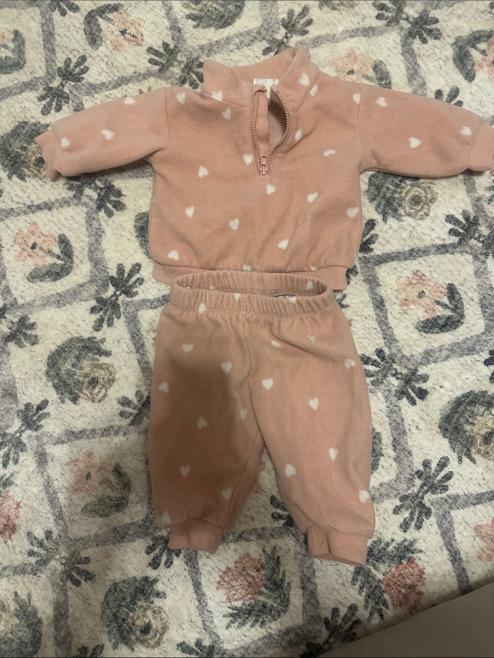 H&M Pink Fleece Heart Two-Piece Set
